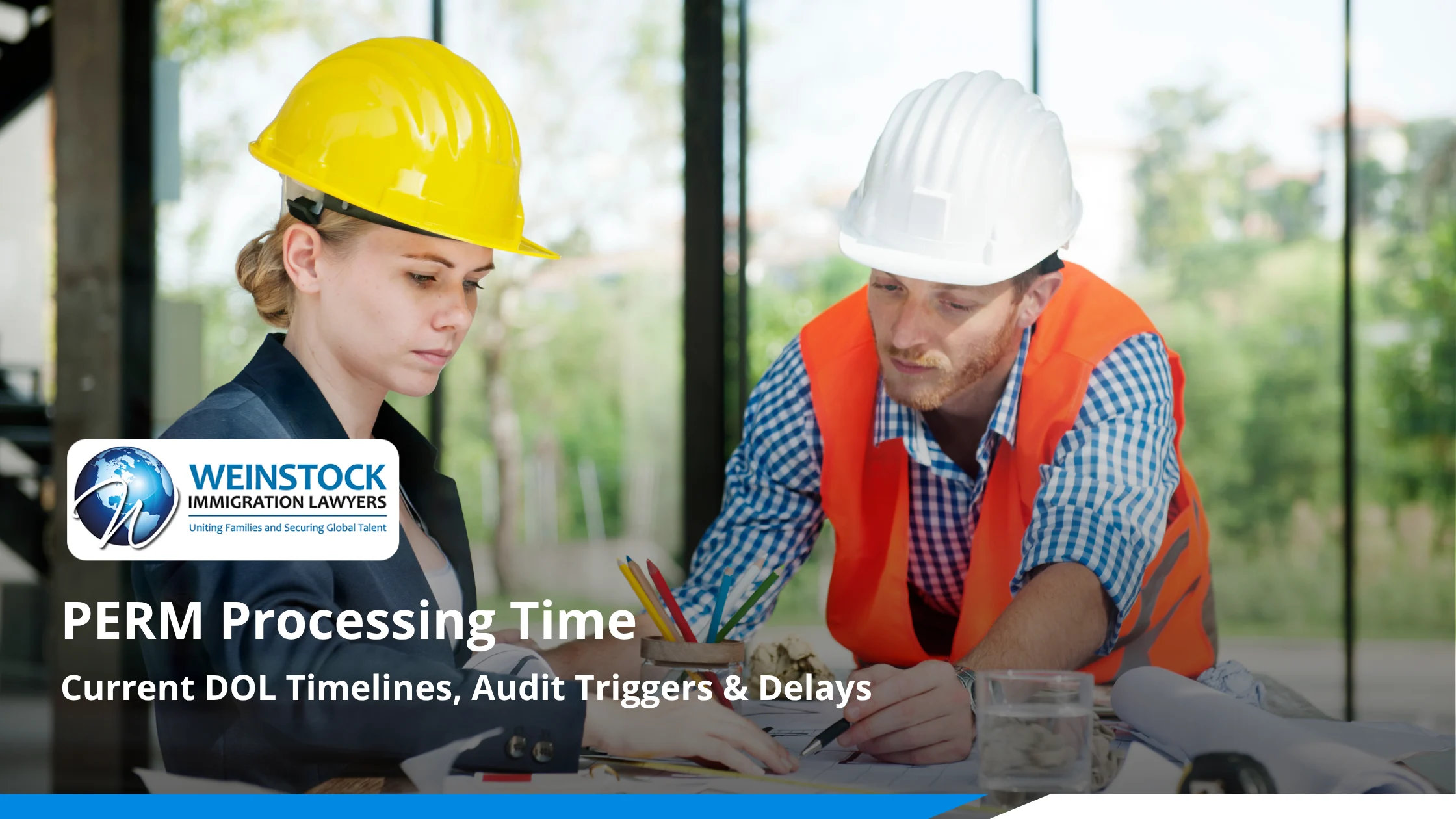 Employer reviewing plans with a sponsored foreign worker, illustrating the PERM processing time and labor certification wait in 2026