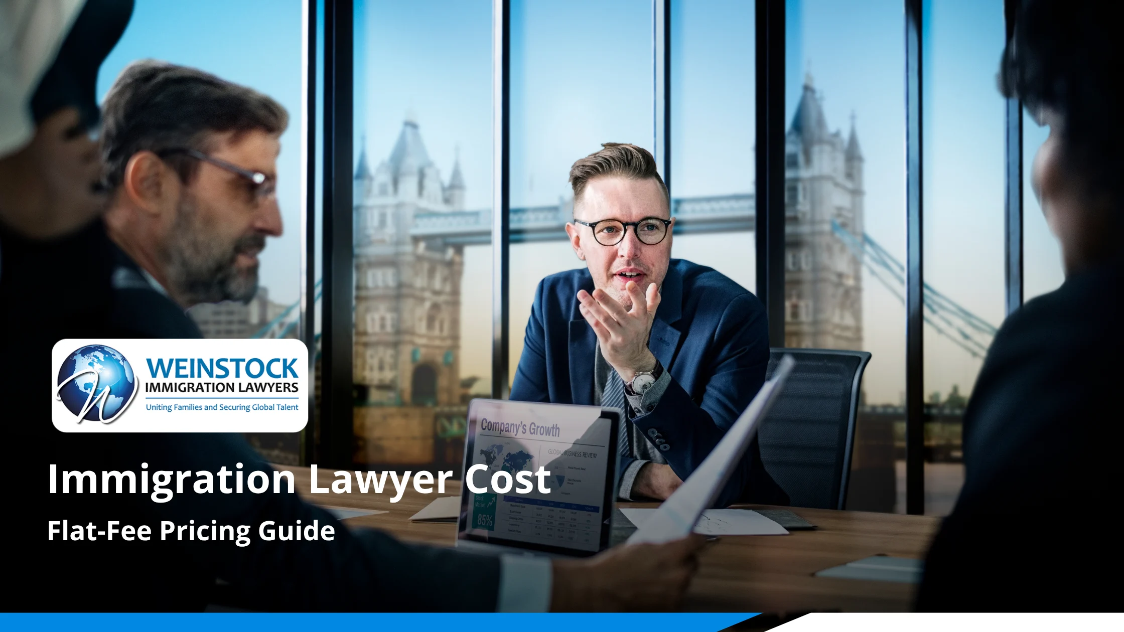 Immigration lawyer explaining flat-fee pricing to clients during a consultation